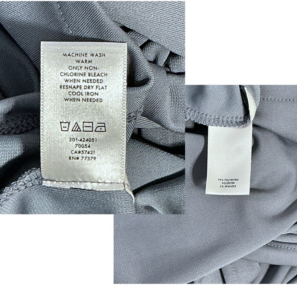 Ann Taylor Top Draped Cross Over Ruched Sleek Stretchy Gray Women's Medium - Picture 9 of 16